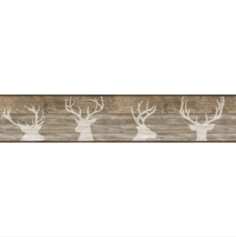 Wallpaper Border Woodgrain Deer Silhouette
